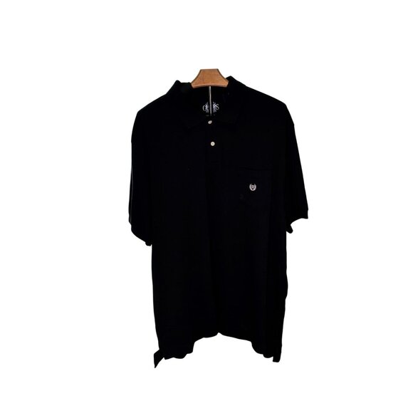 Chaps Mens Black Cotton Polo Shirt XXL Classic Fit - Picture 1 of 11